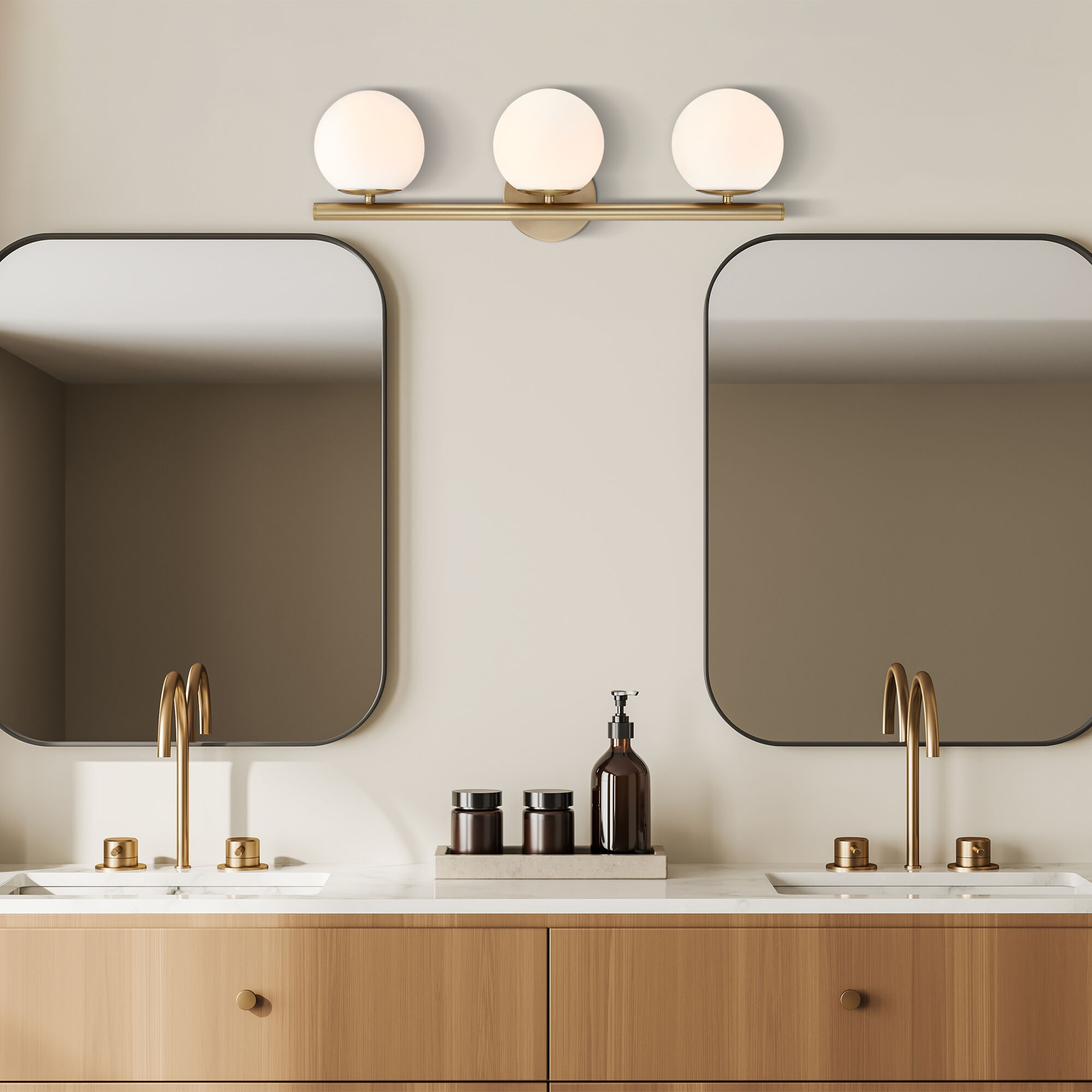 Crown Heights 3 Light 25 inch Brushed Gold Vanity Light Wall Light in Etched